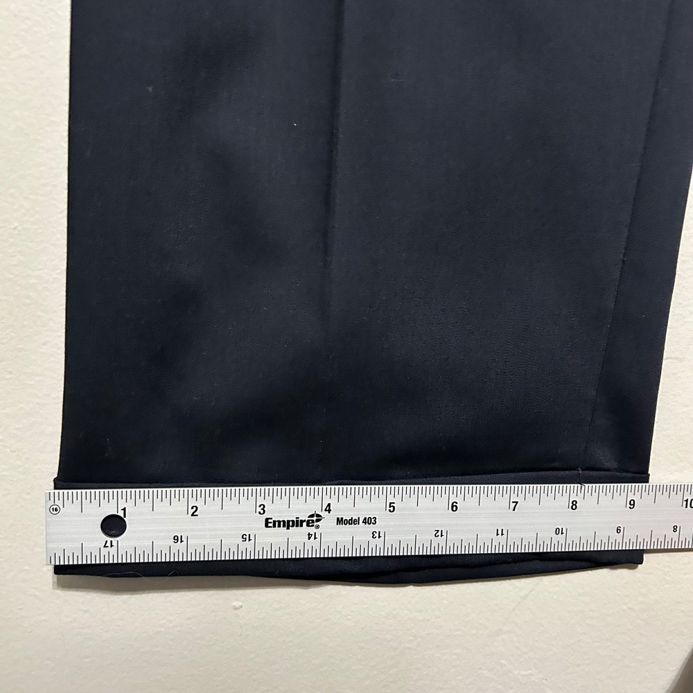 T. Harris Men's Dress Pants 34X29 Navy Blue Excellent 100% Wool Cuffed Trousers - Picture 7 of 11